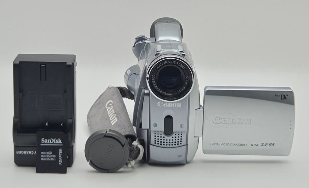 Canon ZR85 MiniDV Digital Camcorder Tested Powers On W/ Charger Memory Card